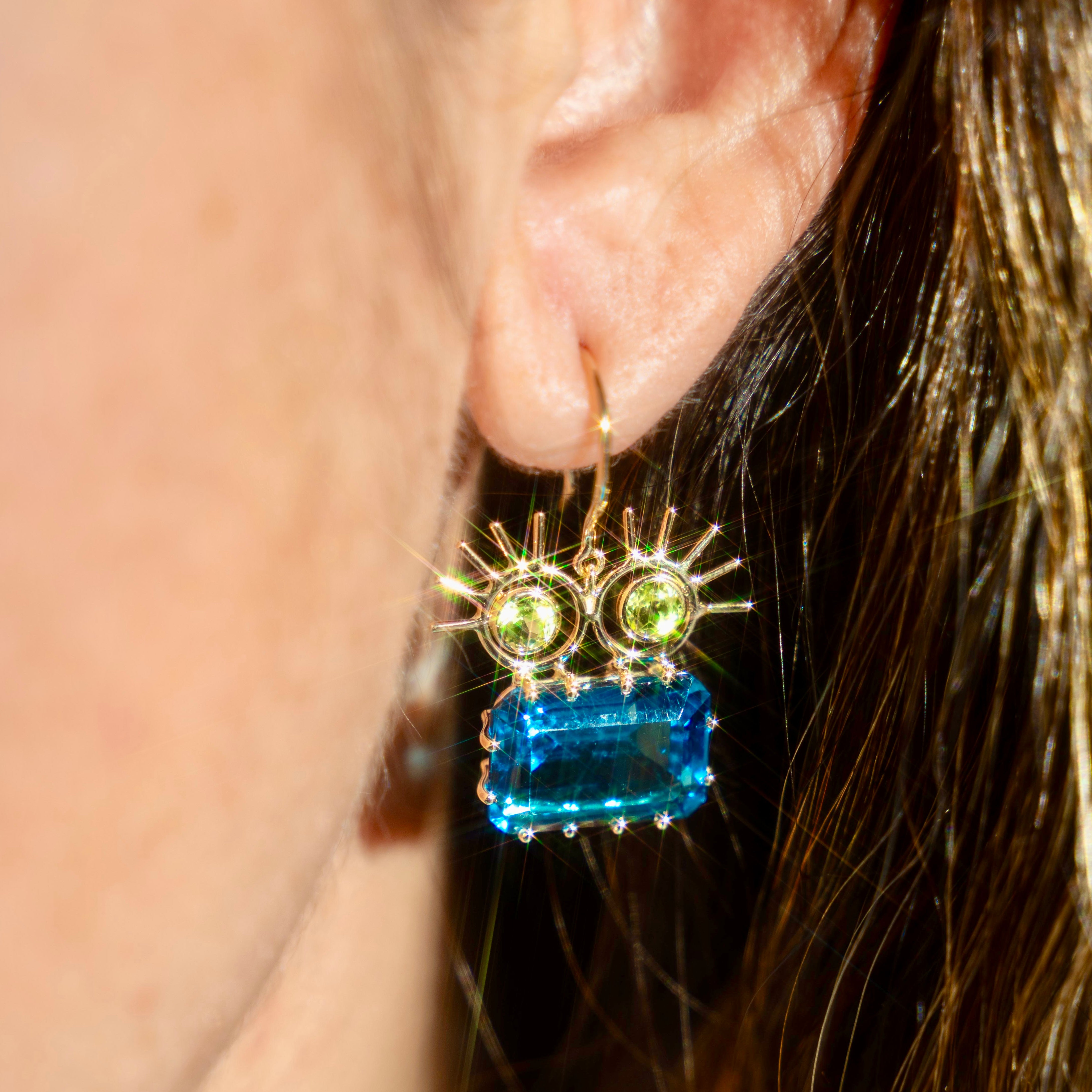 14k ET London Blue Topaz + Peridot Earrings
