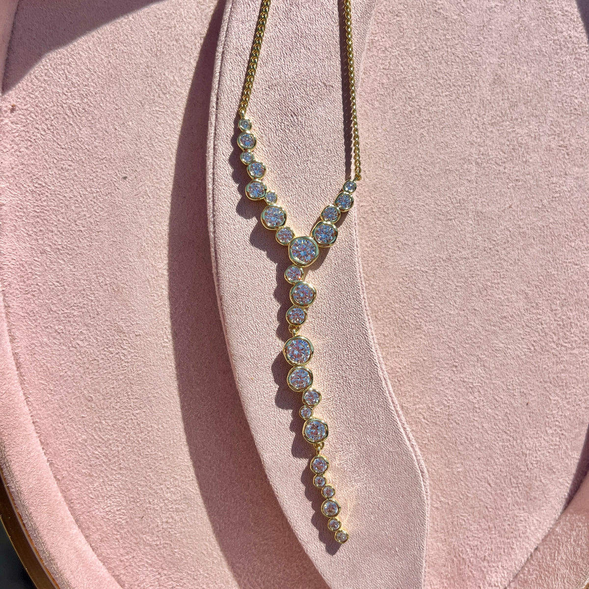 Bezel CZ Graduated Y Necklace