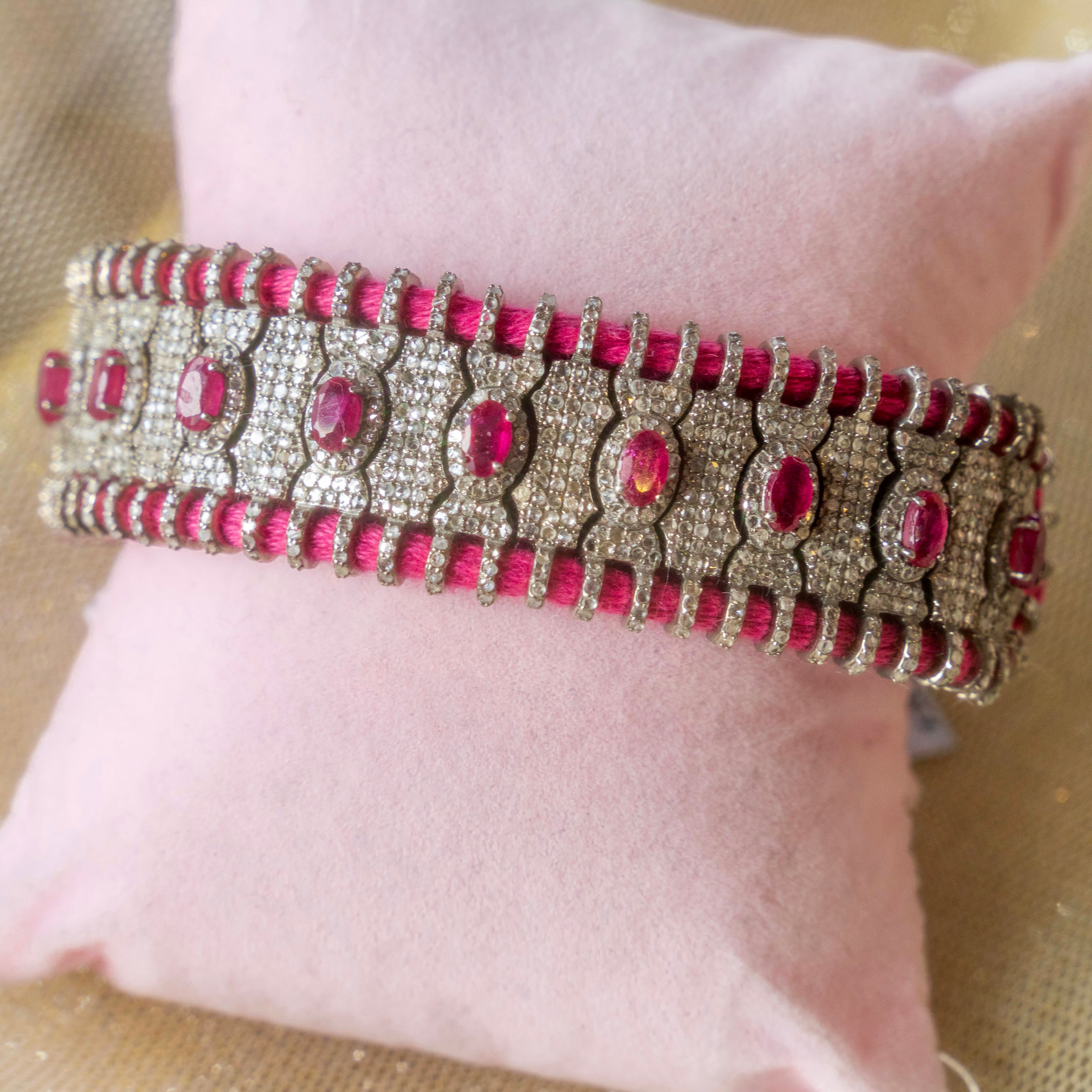 Diamond + Ruby Cotton Woven Bracelet