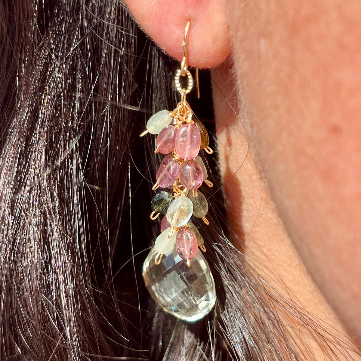 Green Amethyst + Tourmaline Earrings