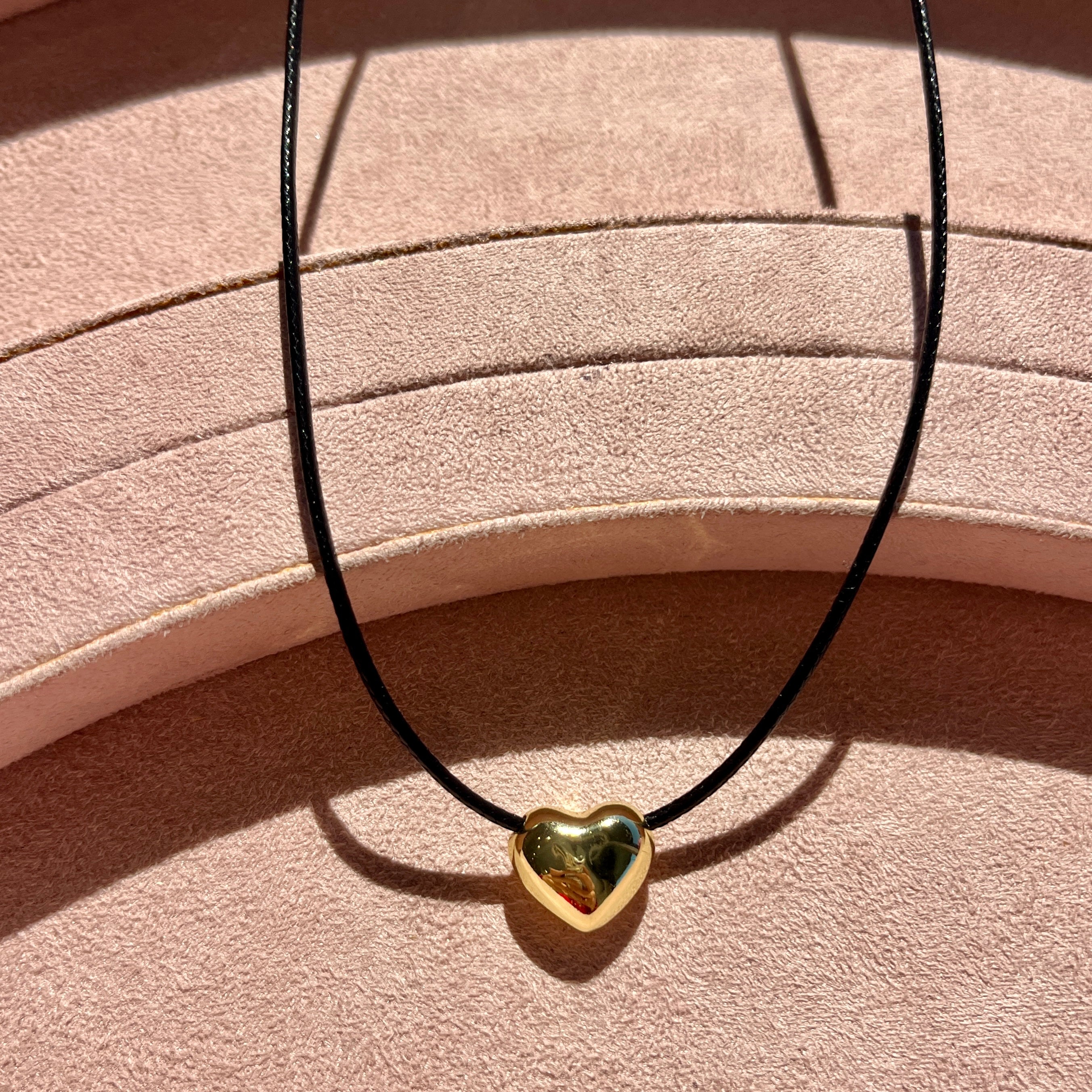 Gold Puffy Heart Necklace