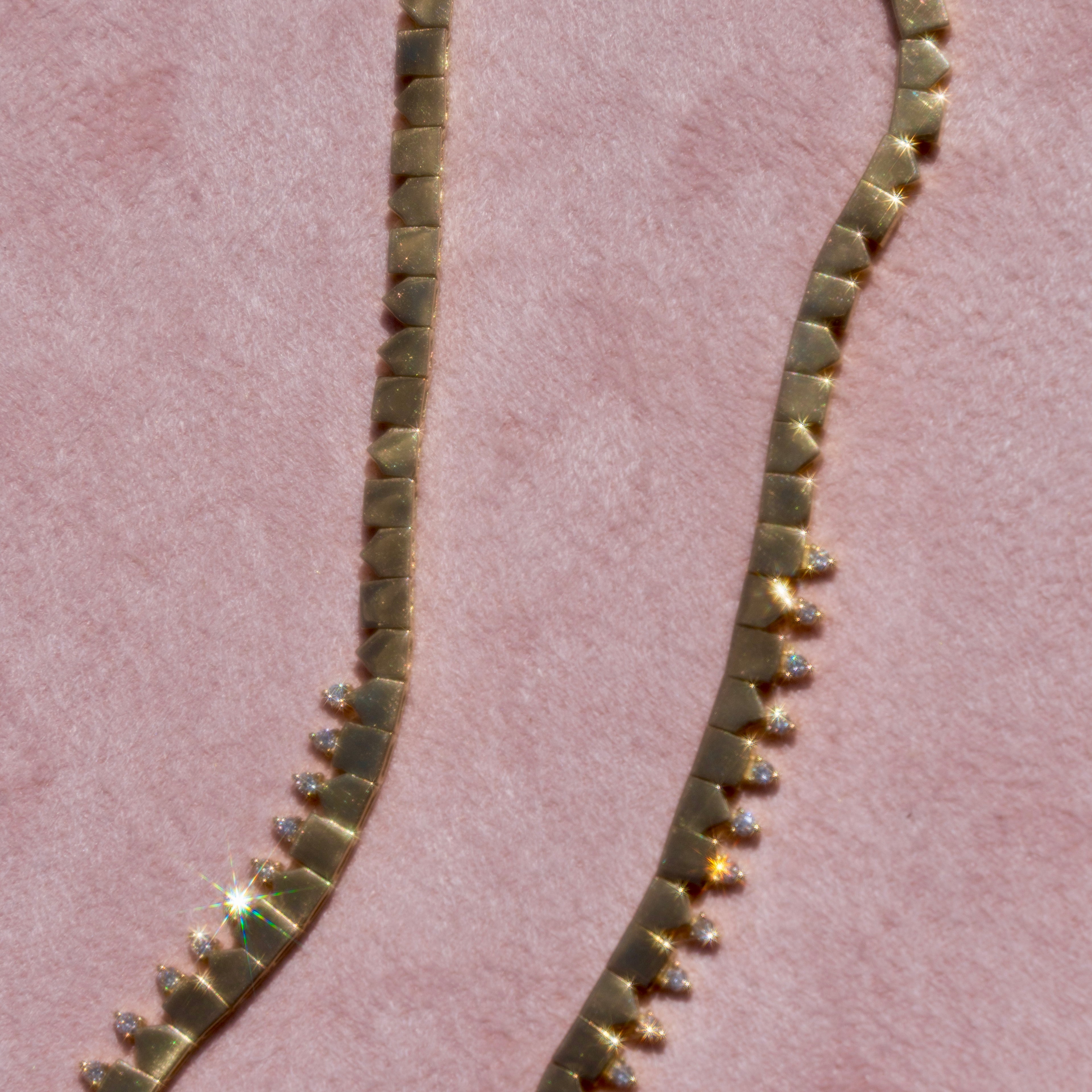 14k Mixed Shape Diamond Tennis Necklace