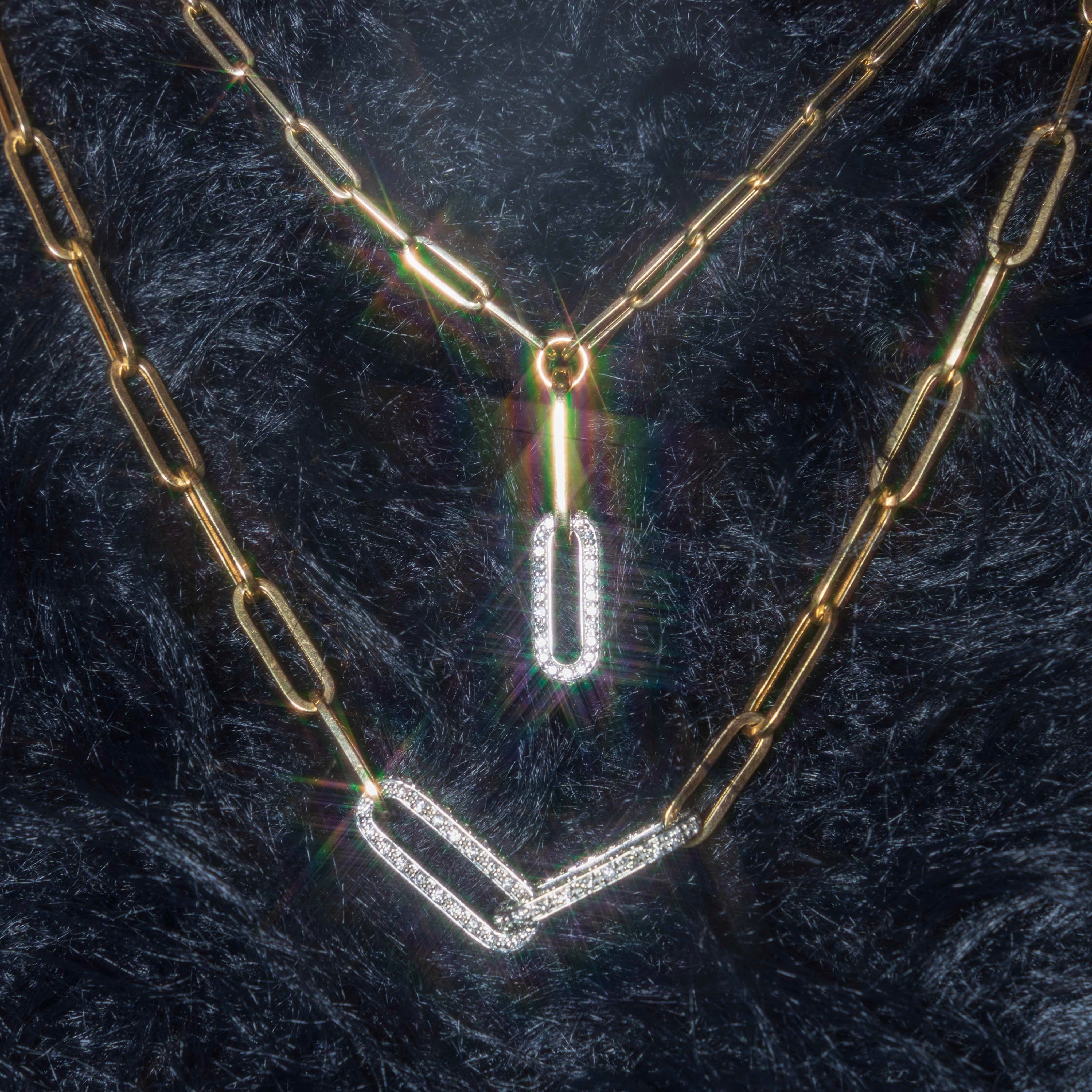 14k Diamond Link Y Necklace