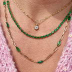 14k Emerald Tennis Necklace