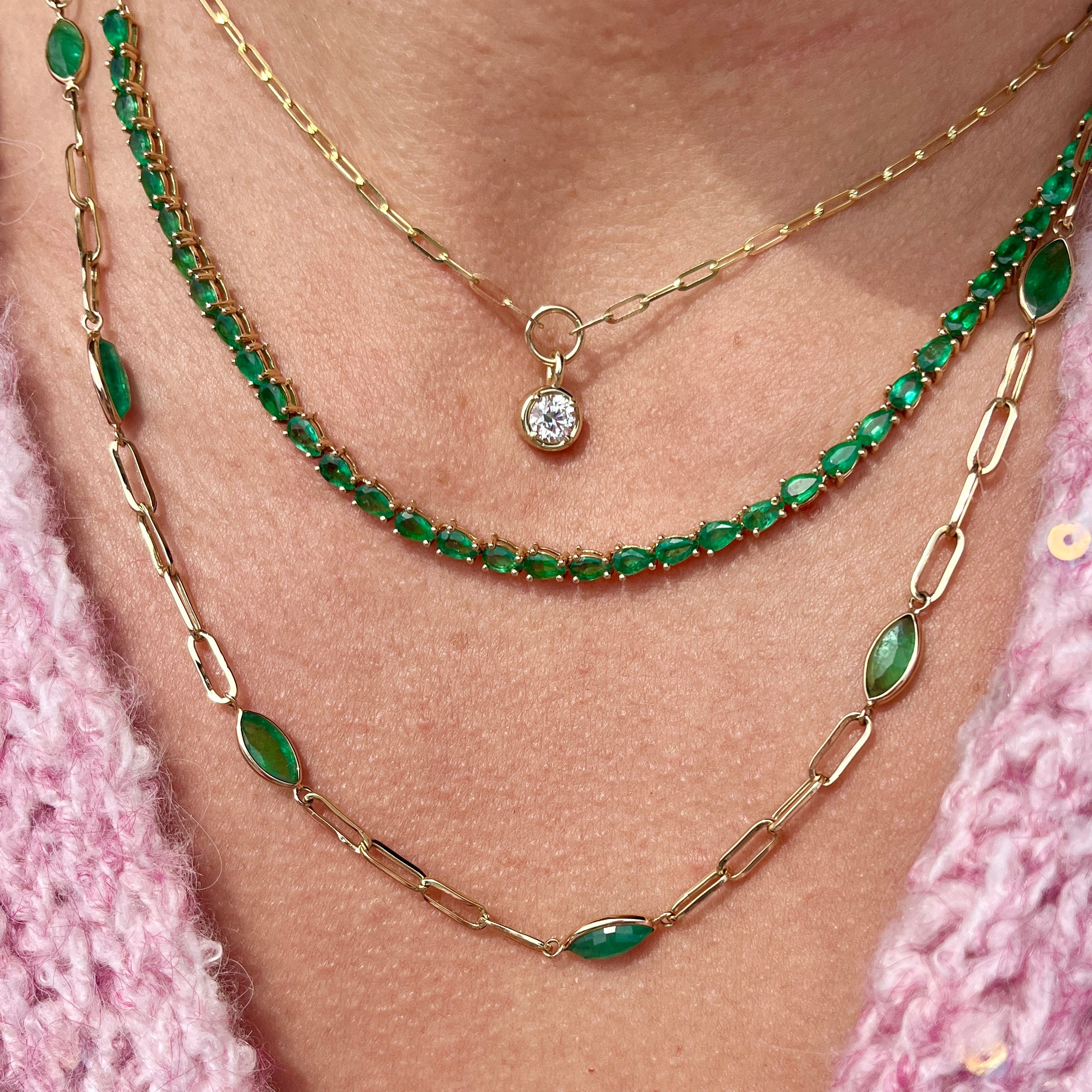 14k Emerald Tennis Necklace