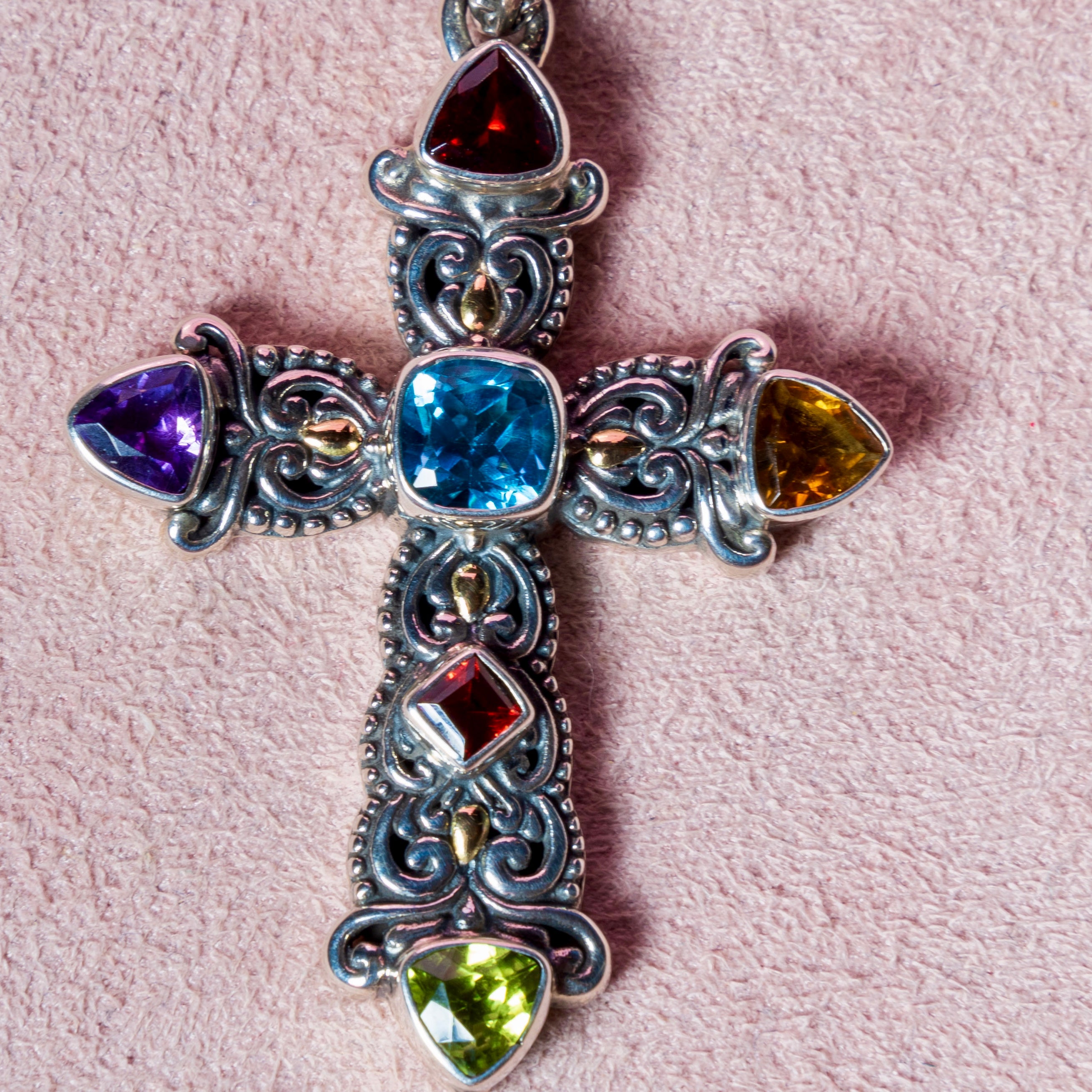 Multistone Cross Pendant
