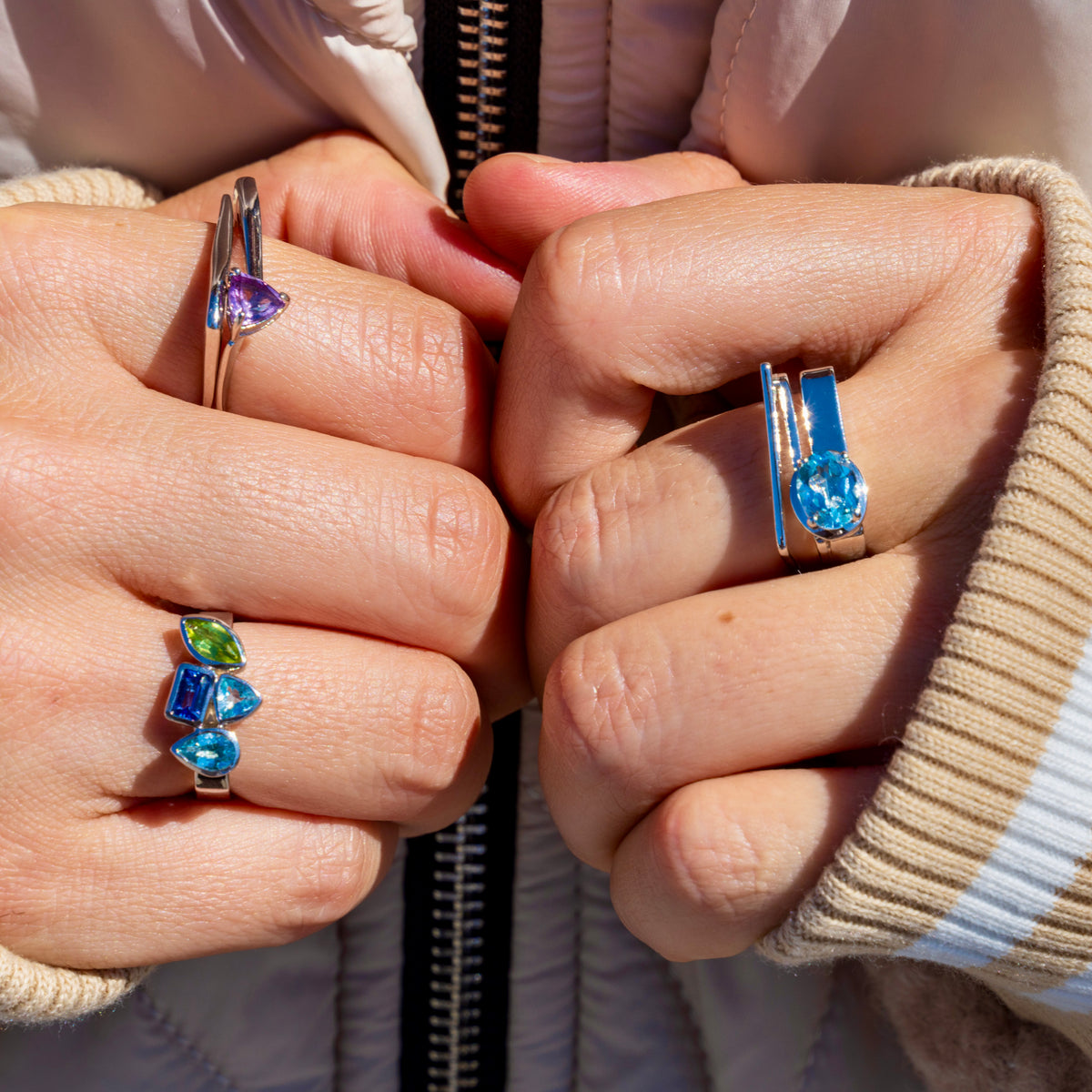 Blue Topaz Square Point Ring