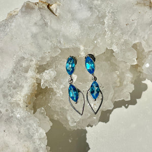 Double Pear Swiss Blue Topaz Earrings