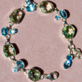 Sterling Silver Blue Topaz + Green Amethyst Bracelet