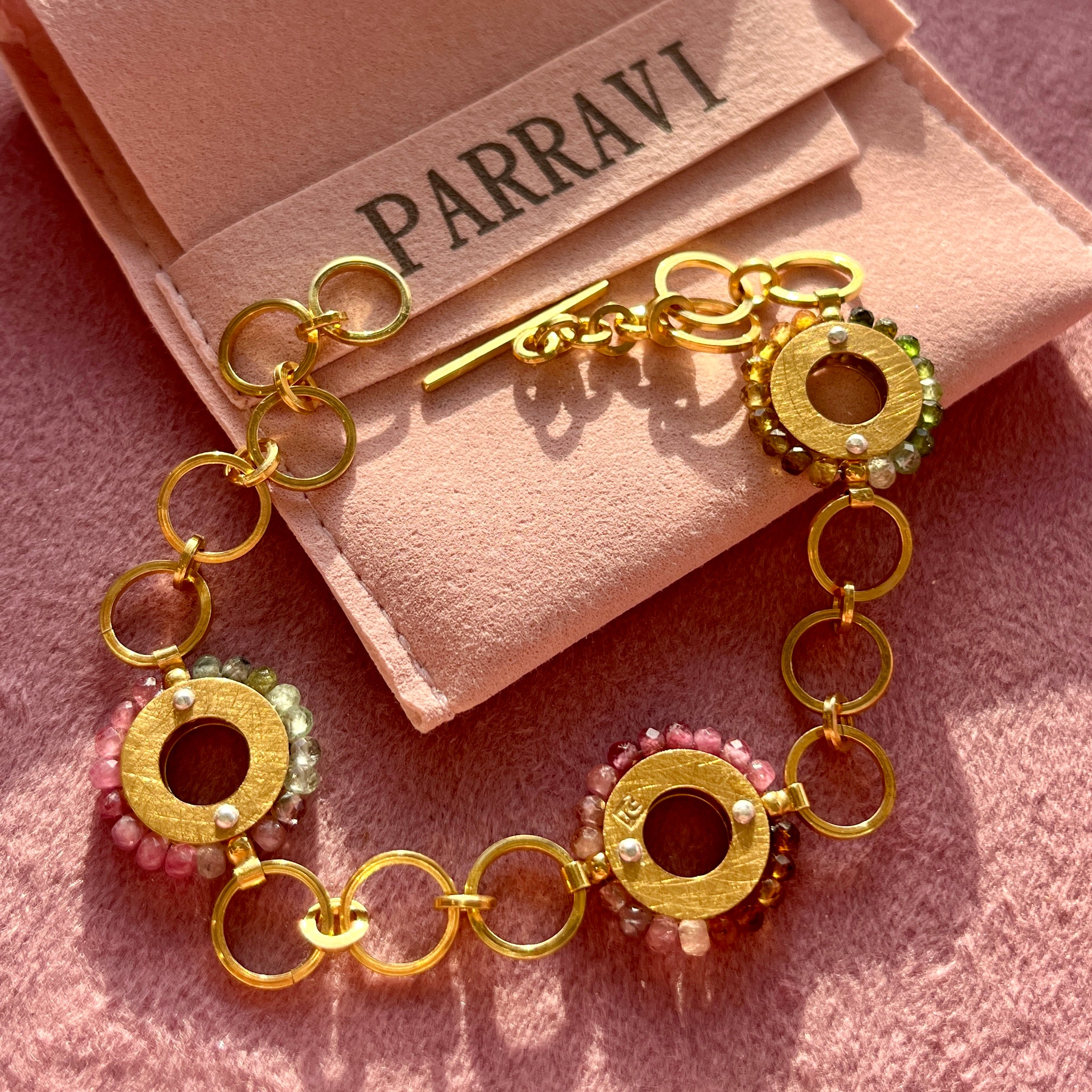 Tourmaline Gold Circles Bracelet