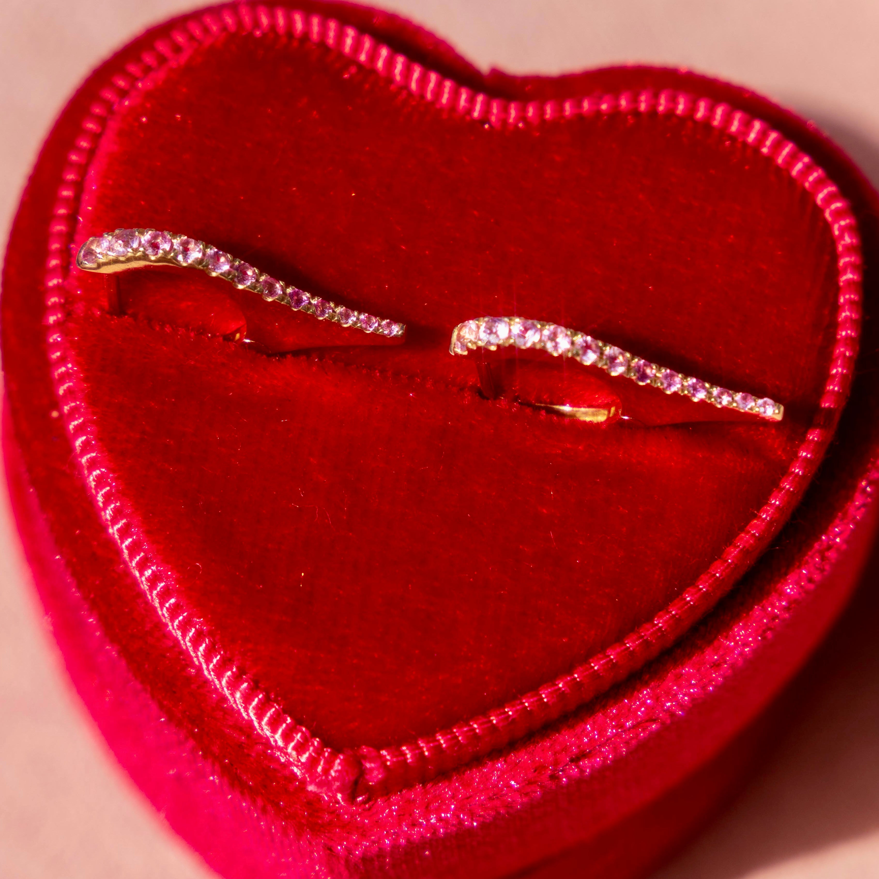 14k Pink Sapphire Dagger Earringd