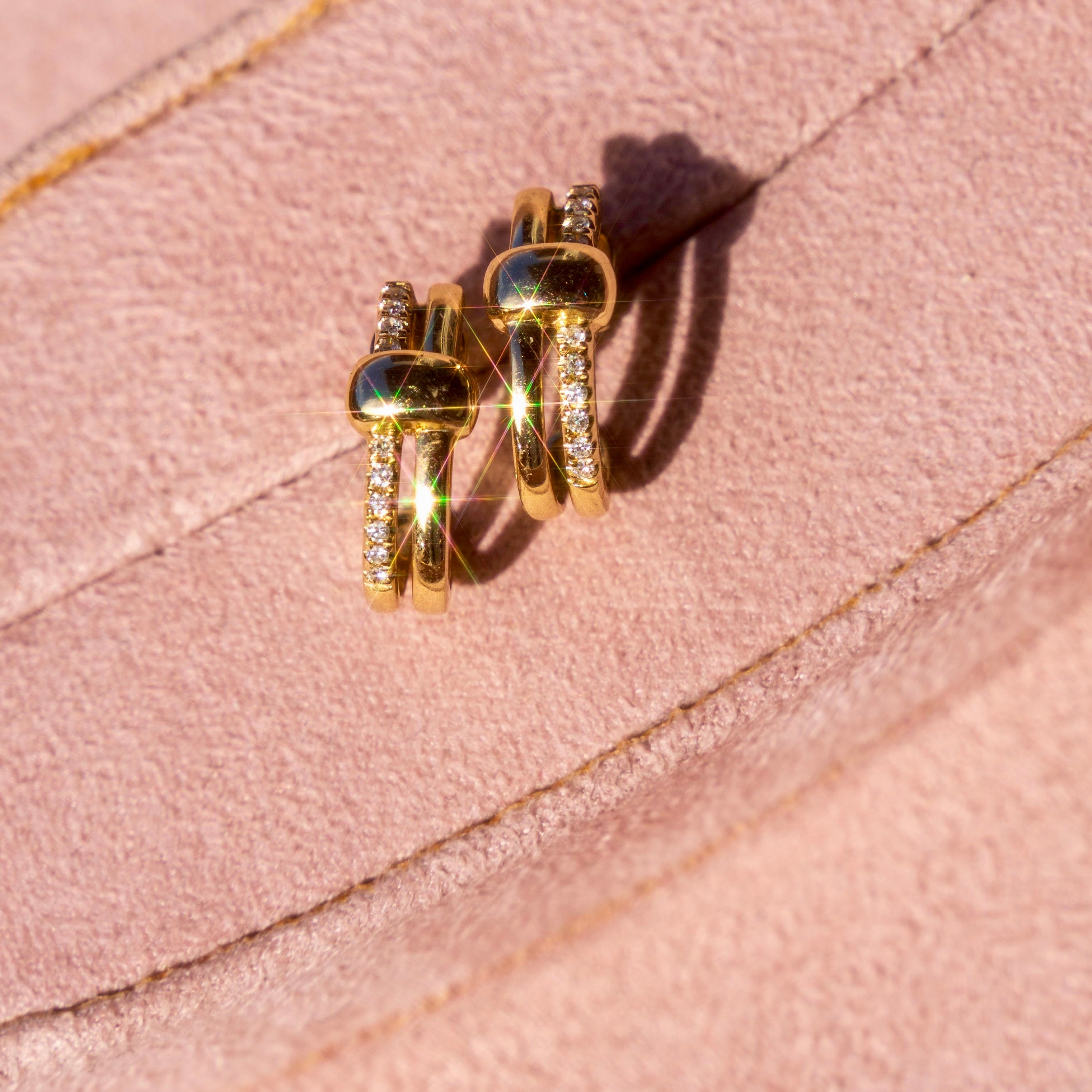 14k Double Diamond Hoops