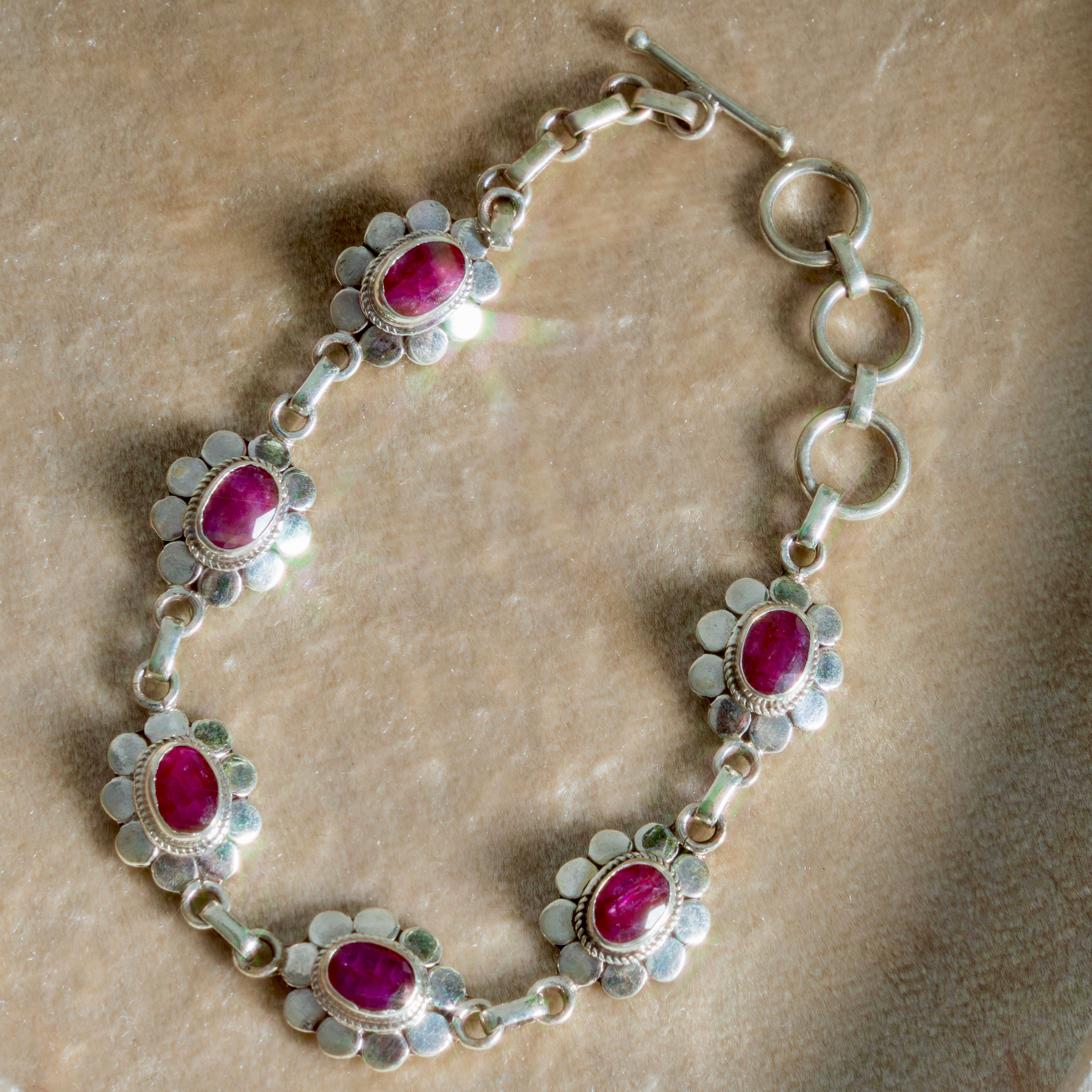 Ruby Floral Bracelet