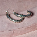 Silver Hoops w/ Cross Details