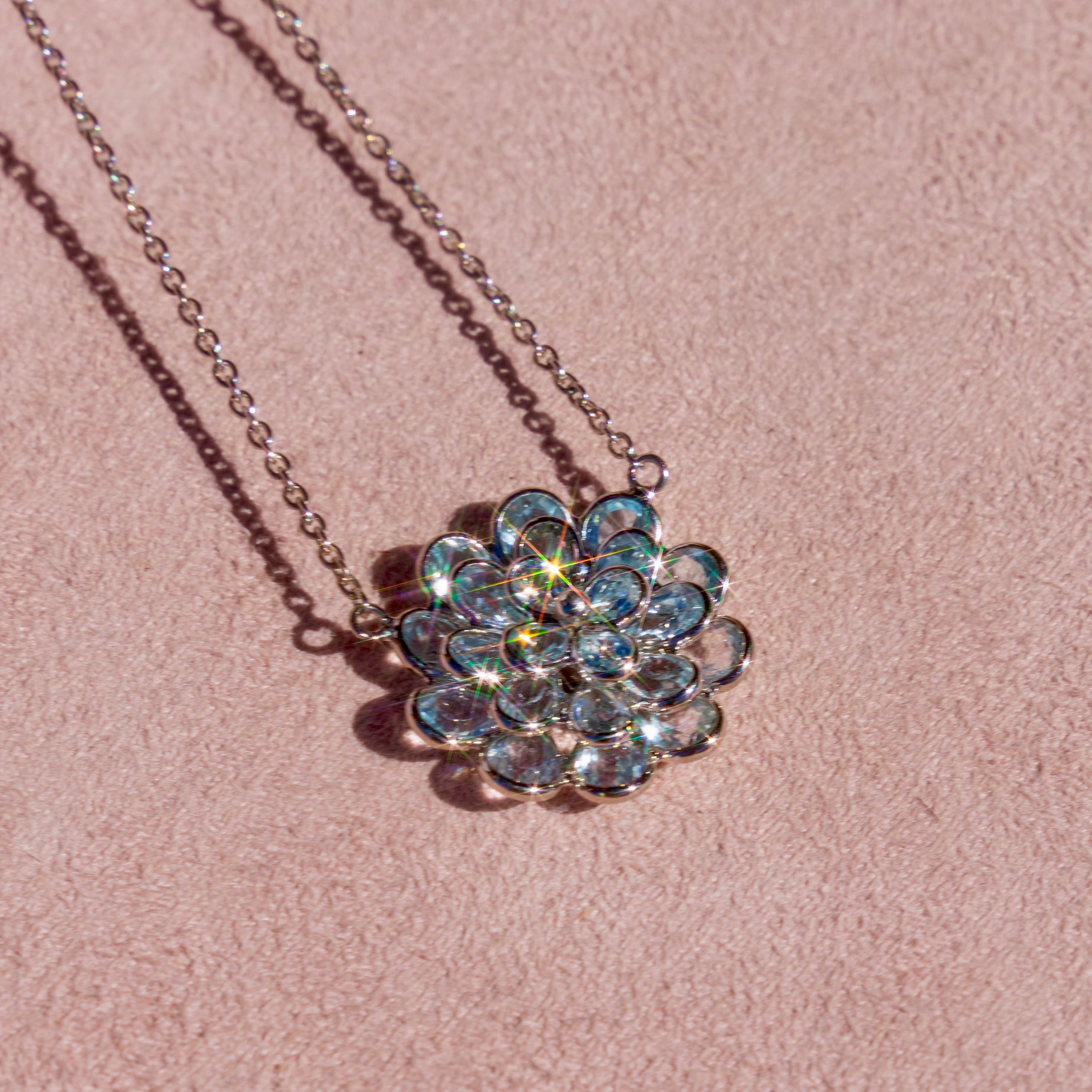 Sky Blue Topaz Floral Necklace