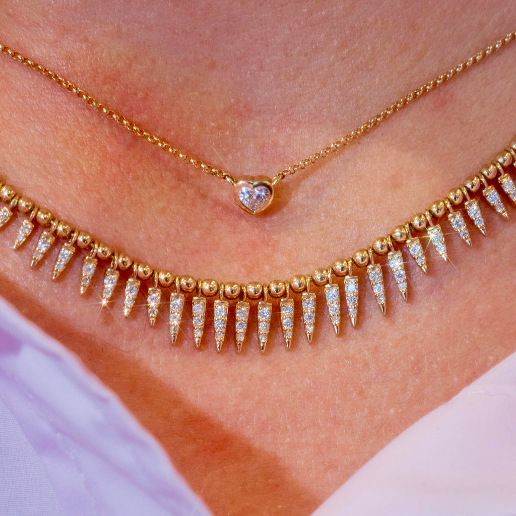 14k Diamond Spiked Shaker Necklace