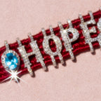 Diamond + Swiss Blue Topaz HOPE Bracelet on Cotton Thread