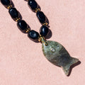 Black Agate + Labradorite Fish Necklace
