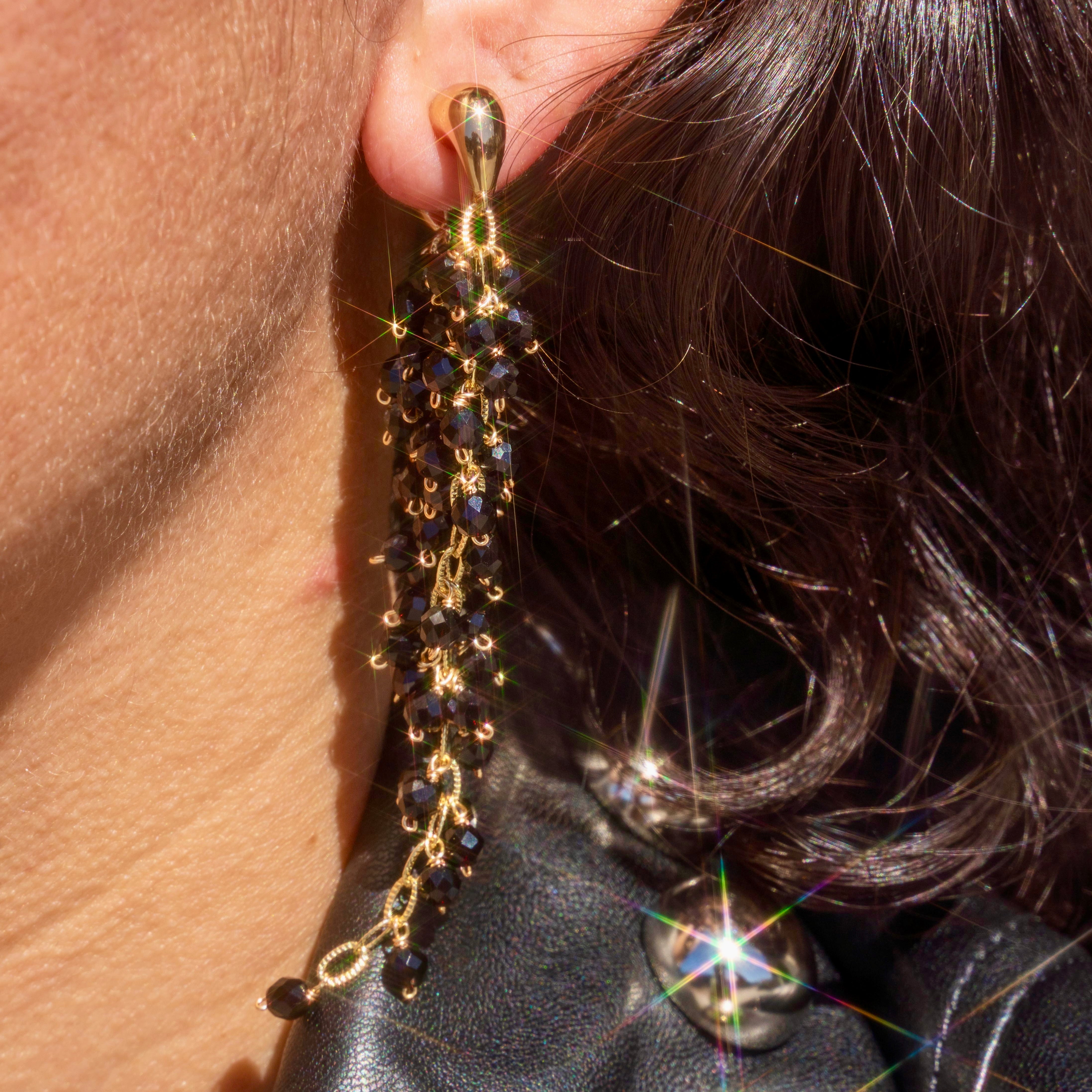 Black Spinel Shaker Earrings
