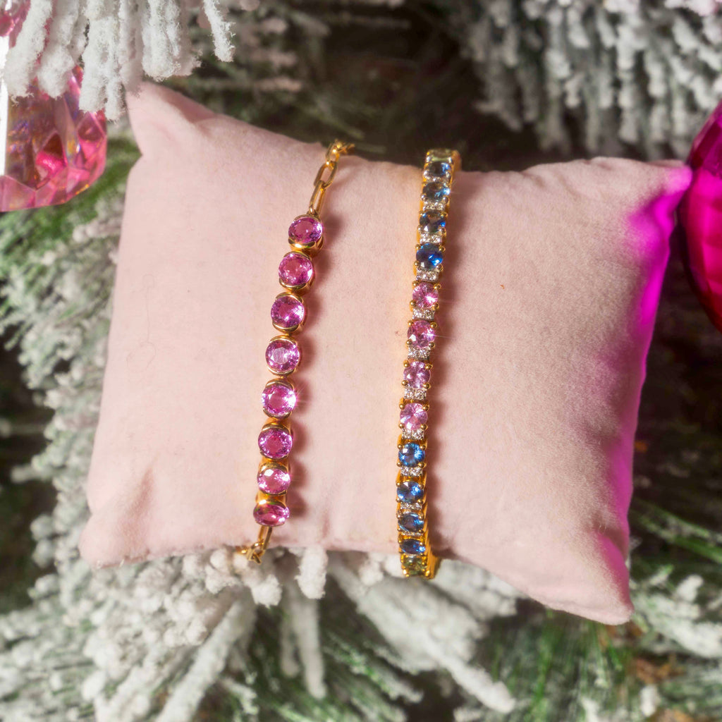 14k Pink Sapphire Link Bracelet