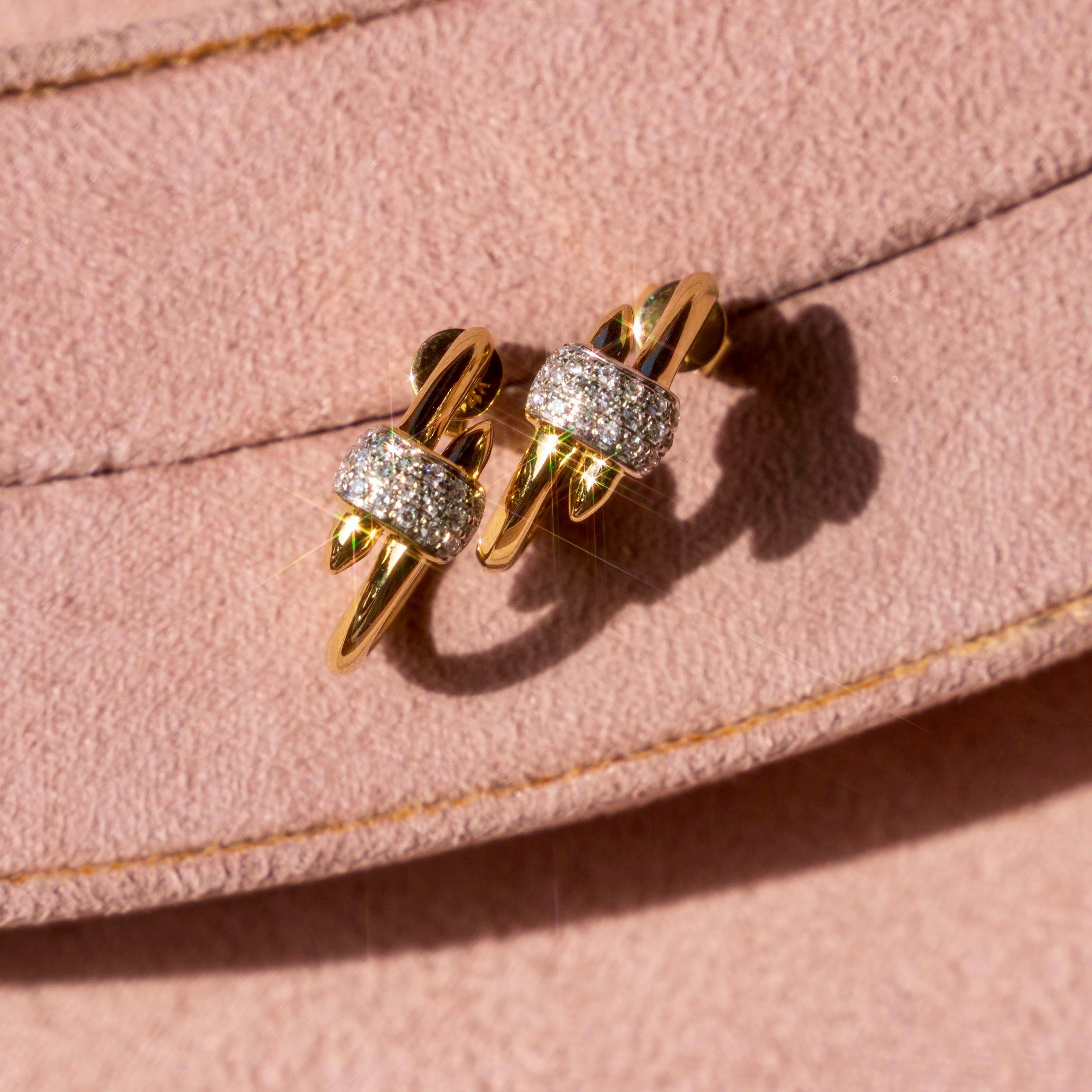 14k Diamond Crossover Hoops