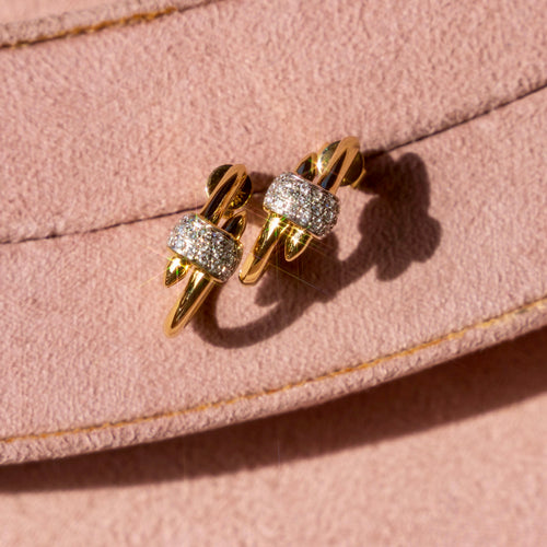 14k Diamond Crossover Hoops