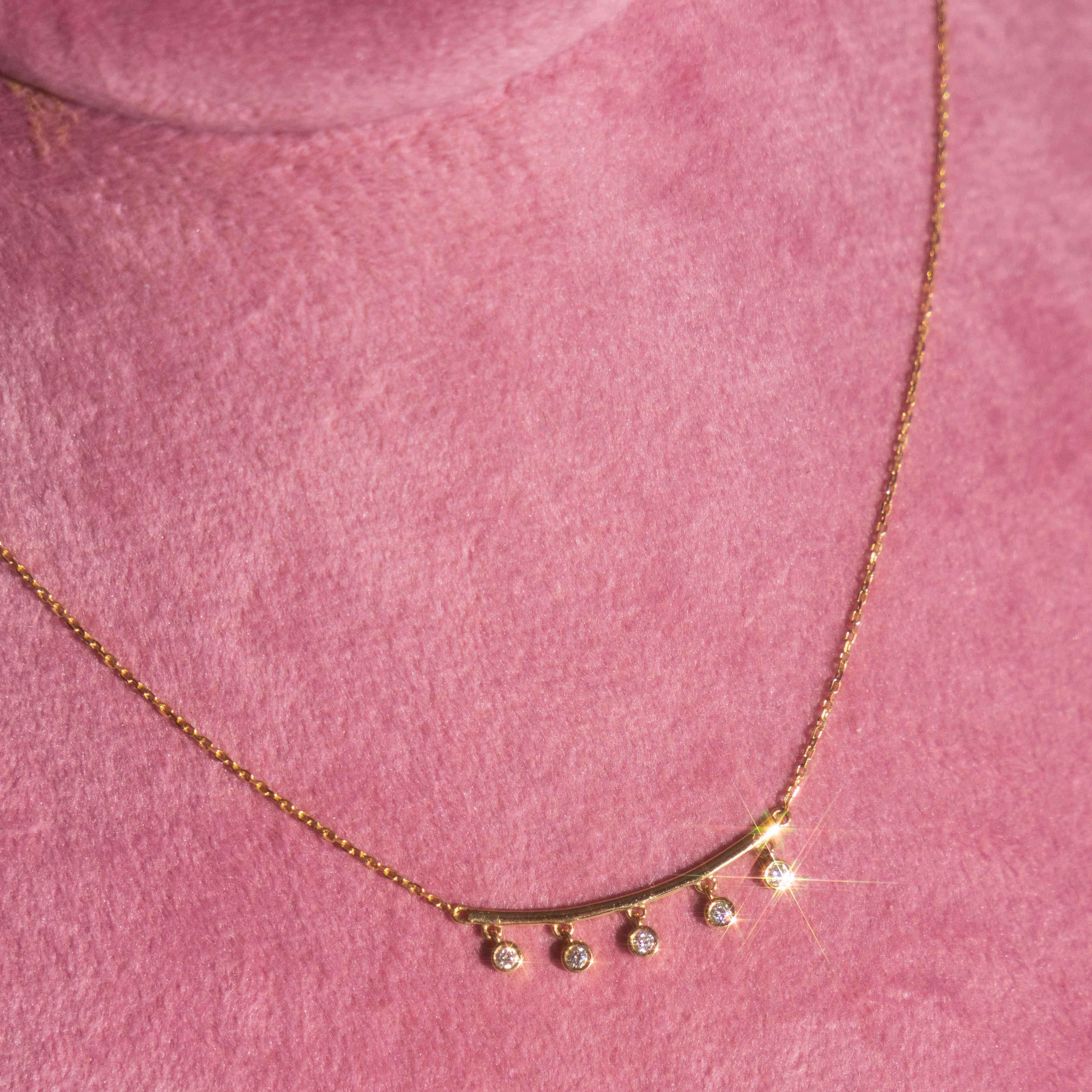 14k Diamond Bar Shaker Necklace