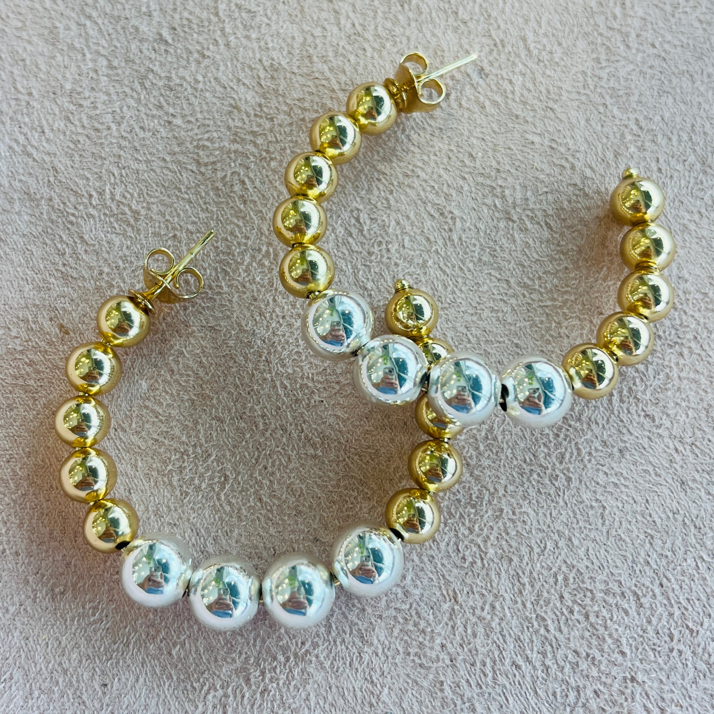 Two Tone Beaded Chunky Hoop