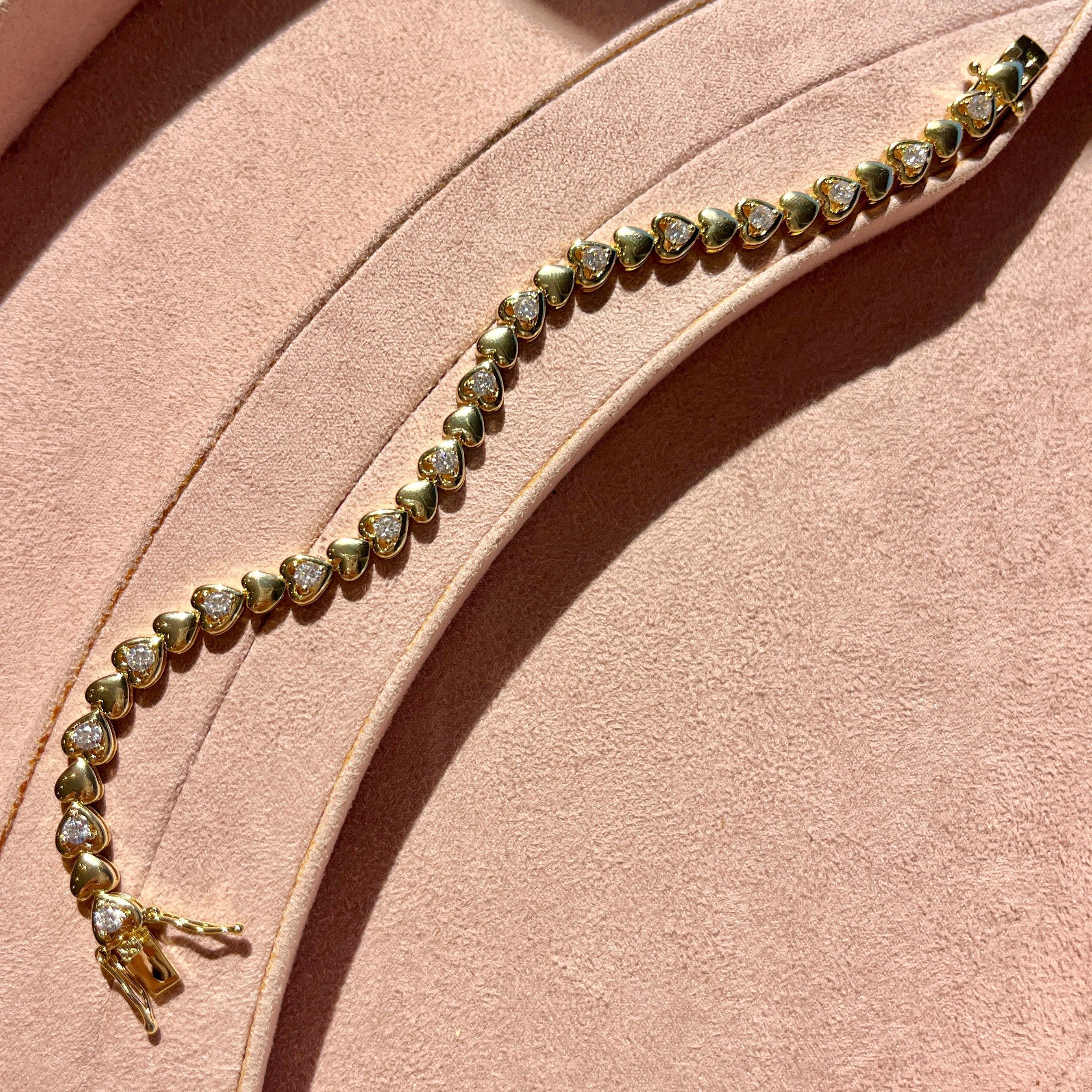 Gold Heart Tennis Bracelet