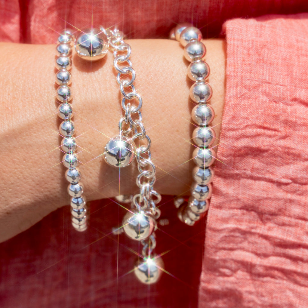 Sterling Silver Ball Charm Bracelet
