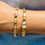 14k Oval Diamond Bangle