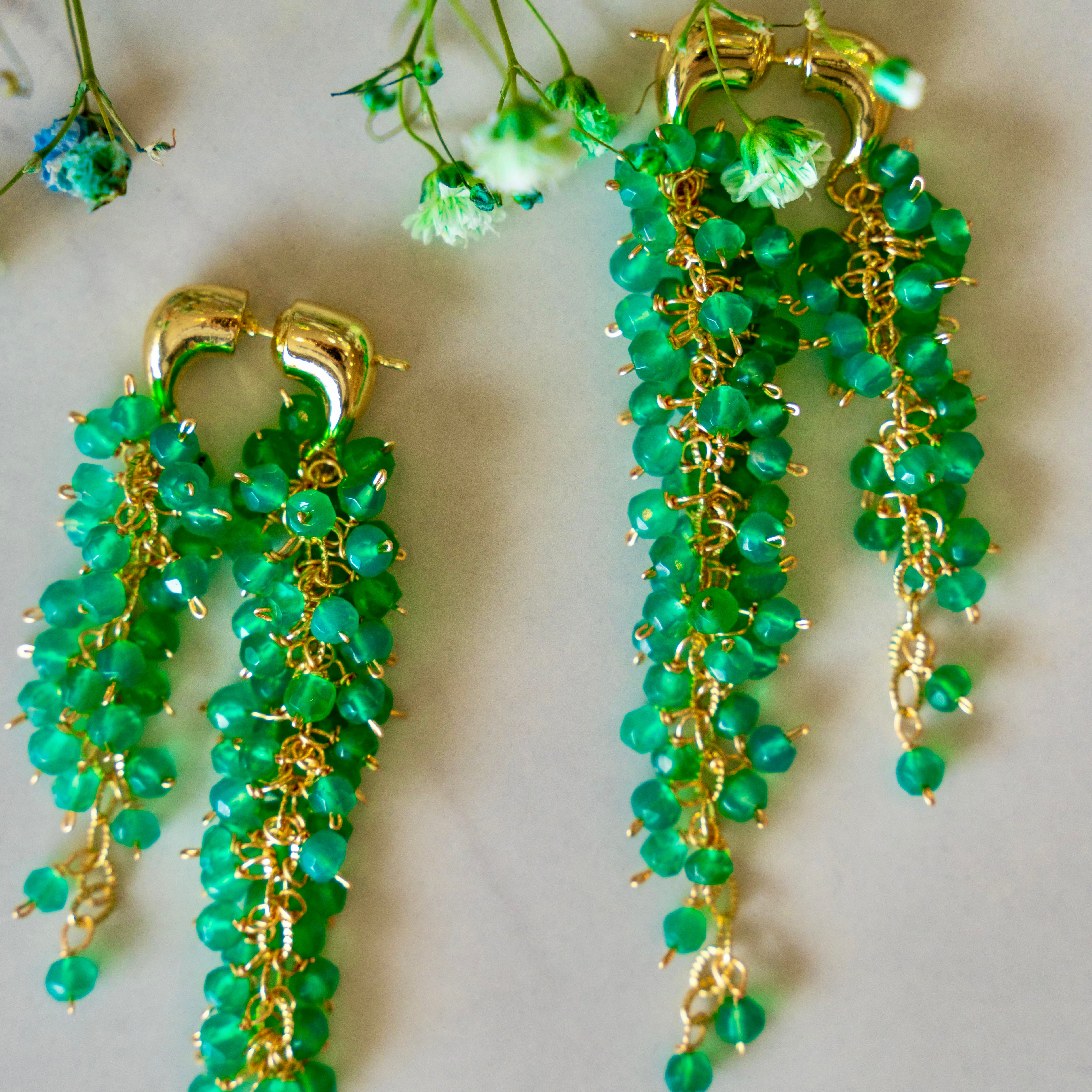 Green Onyx Shaker Earrings