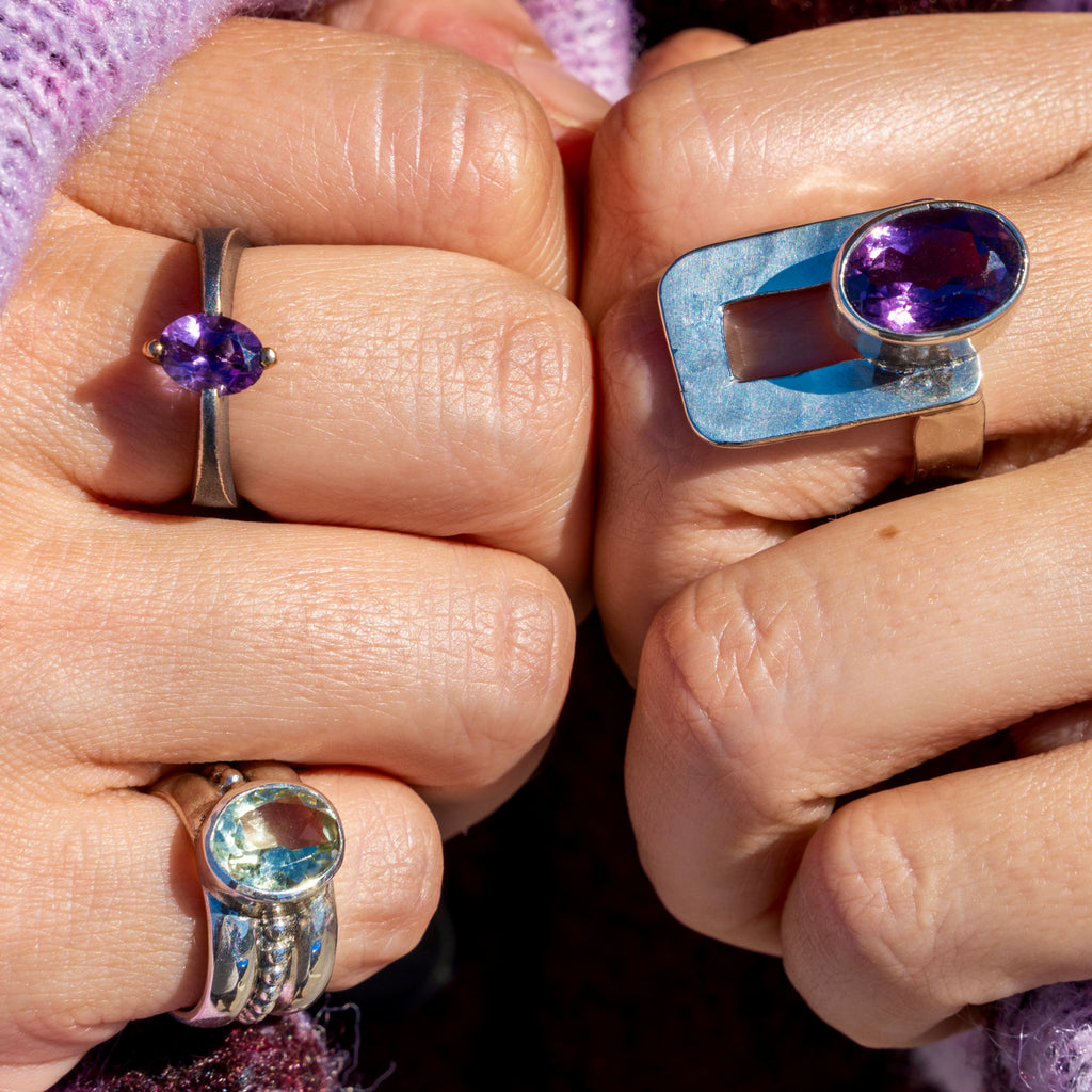 Green Amethyst Pinky Ring