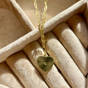 Gold Flutted Heart Necklace