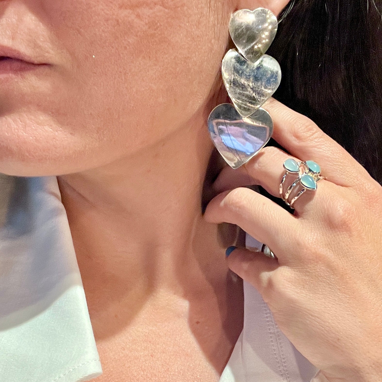 Sterling Silver Statement Heart Earrings