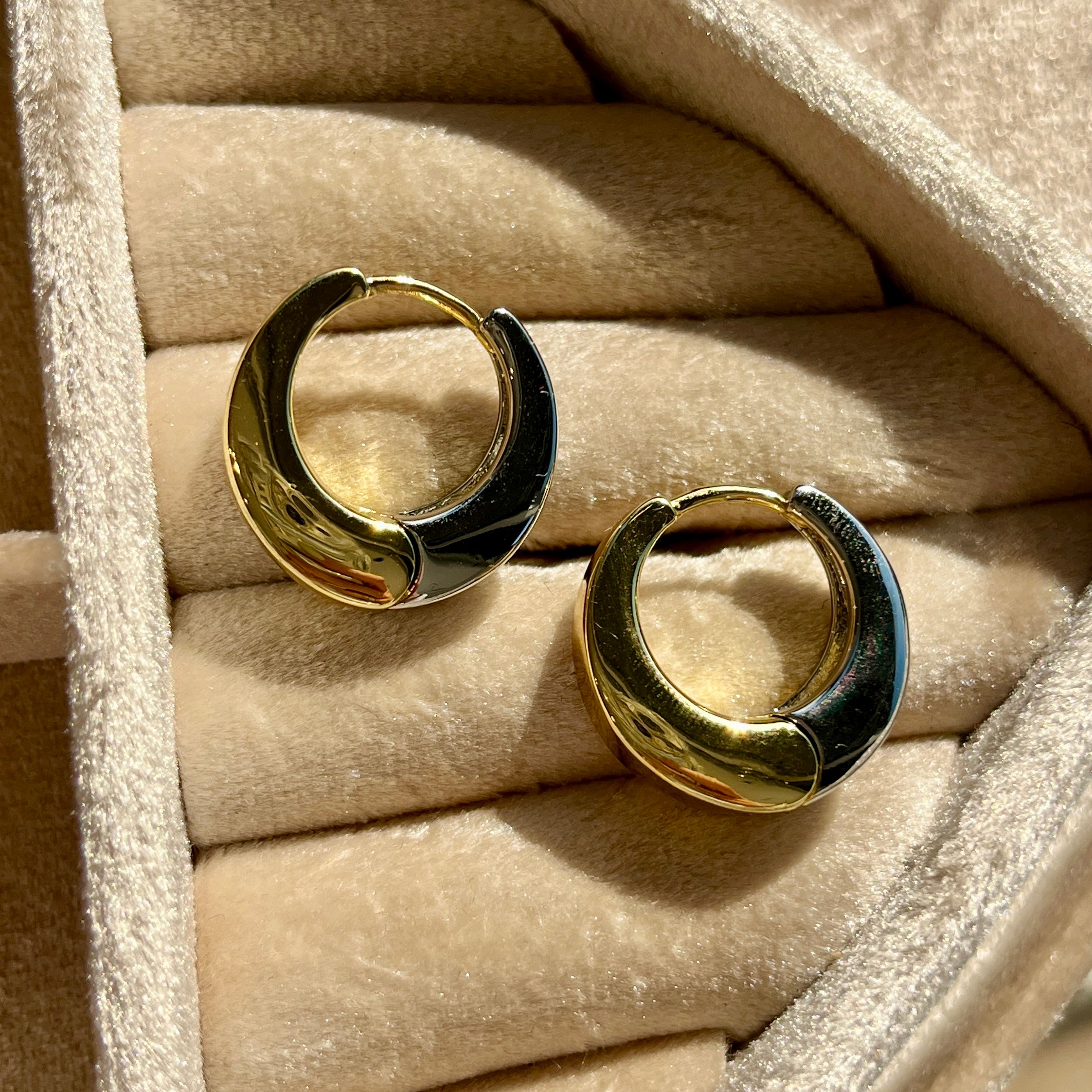 Two Tone Chunky Gold Huggies