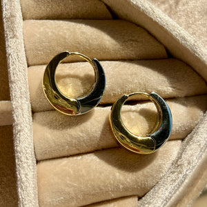 Two Tone Chunky Gold Huggies