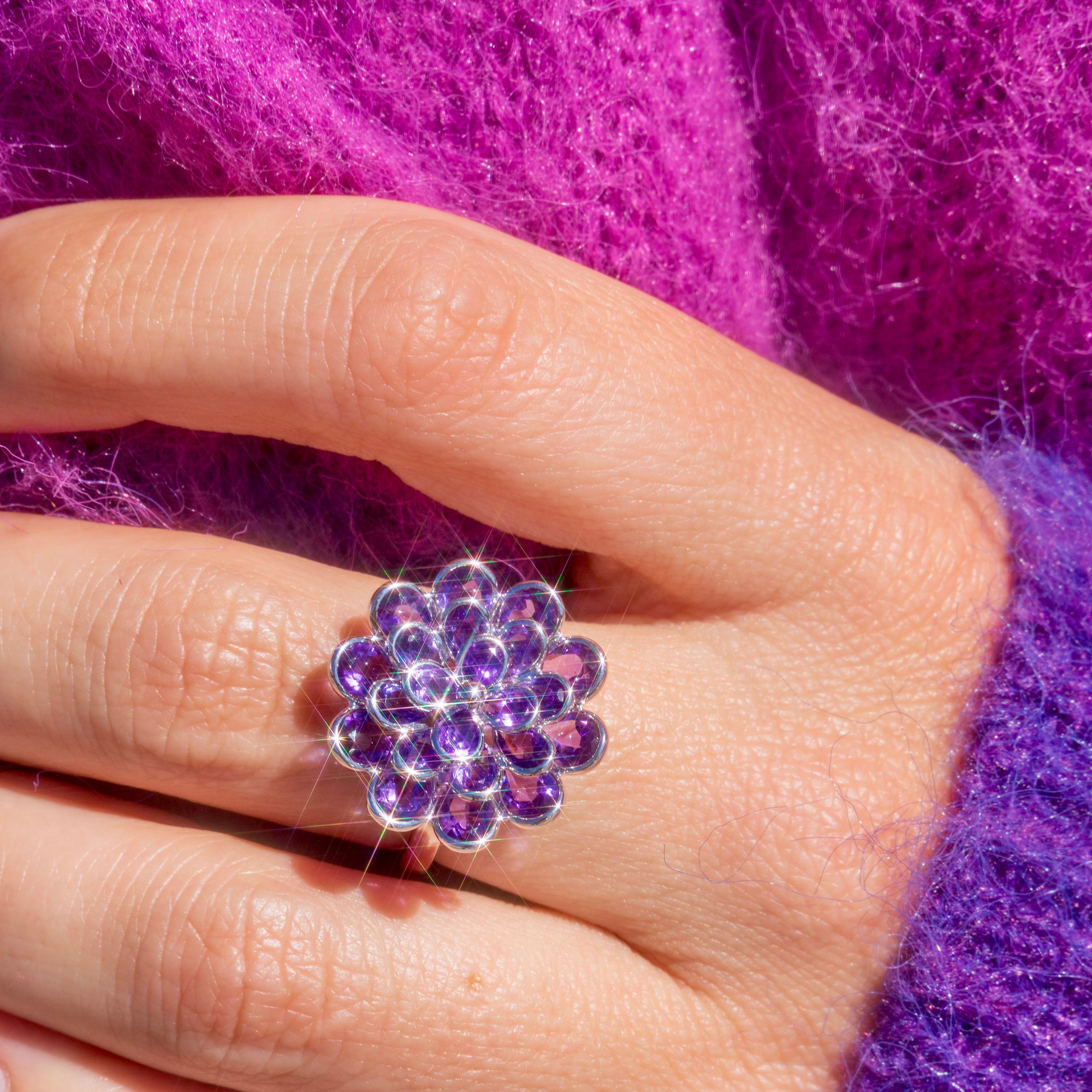 Amethyst Floral Ring