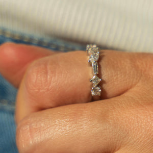 14k White Gold Diamond Mixed Shape Band