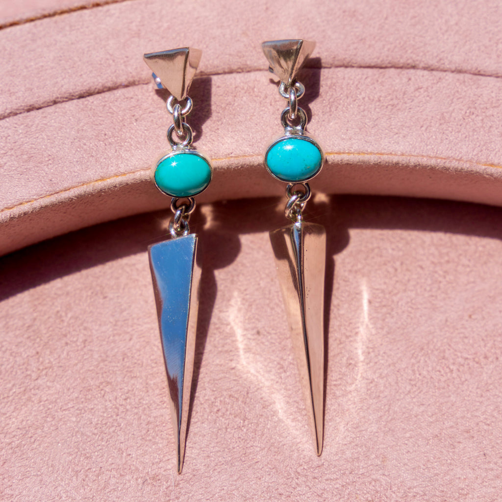 Sterling Silver + Turquoise Spiked Earrings