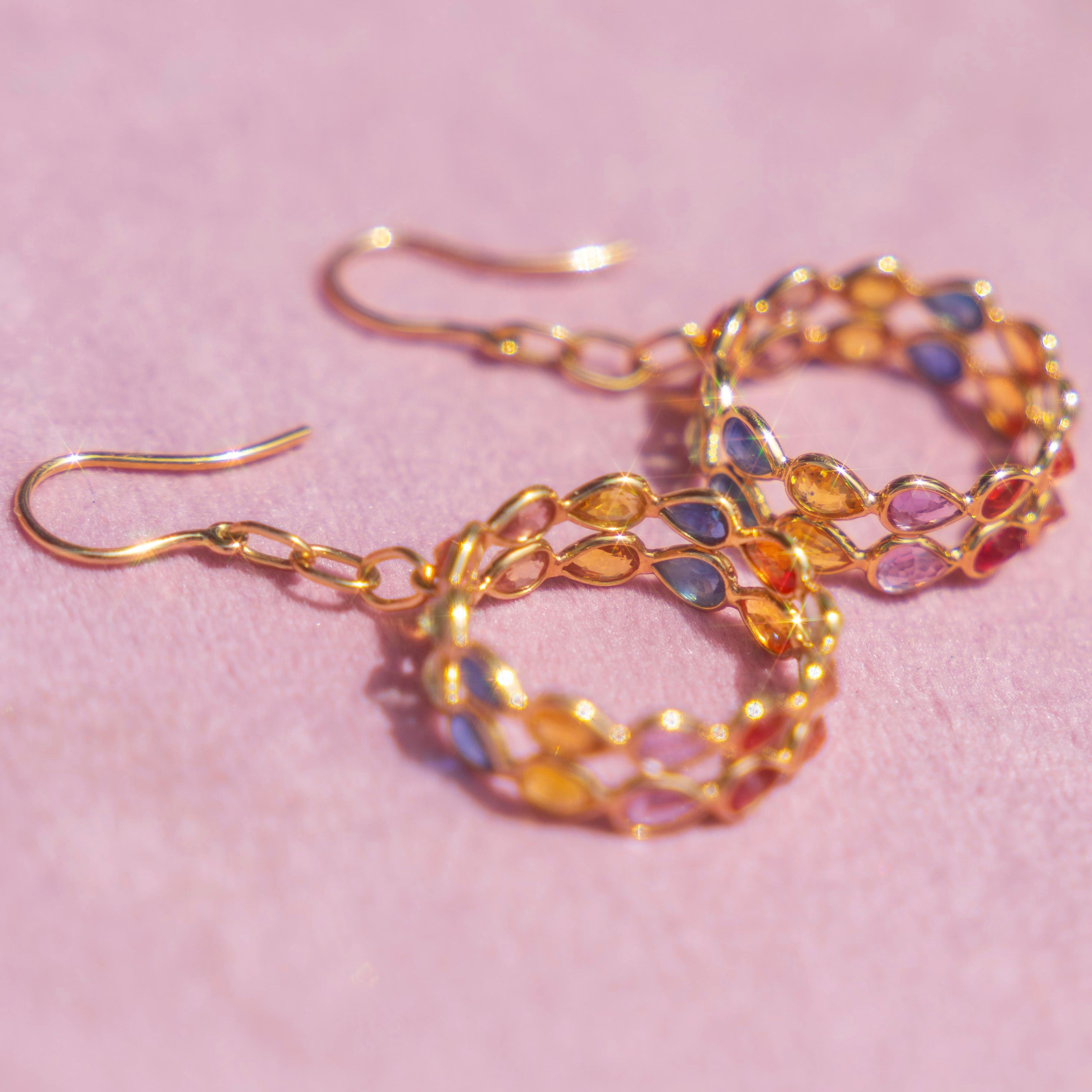18k Sapphire Link Hoops