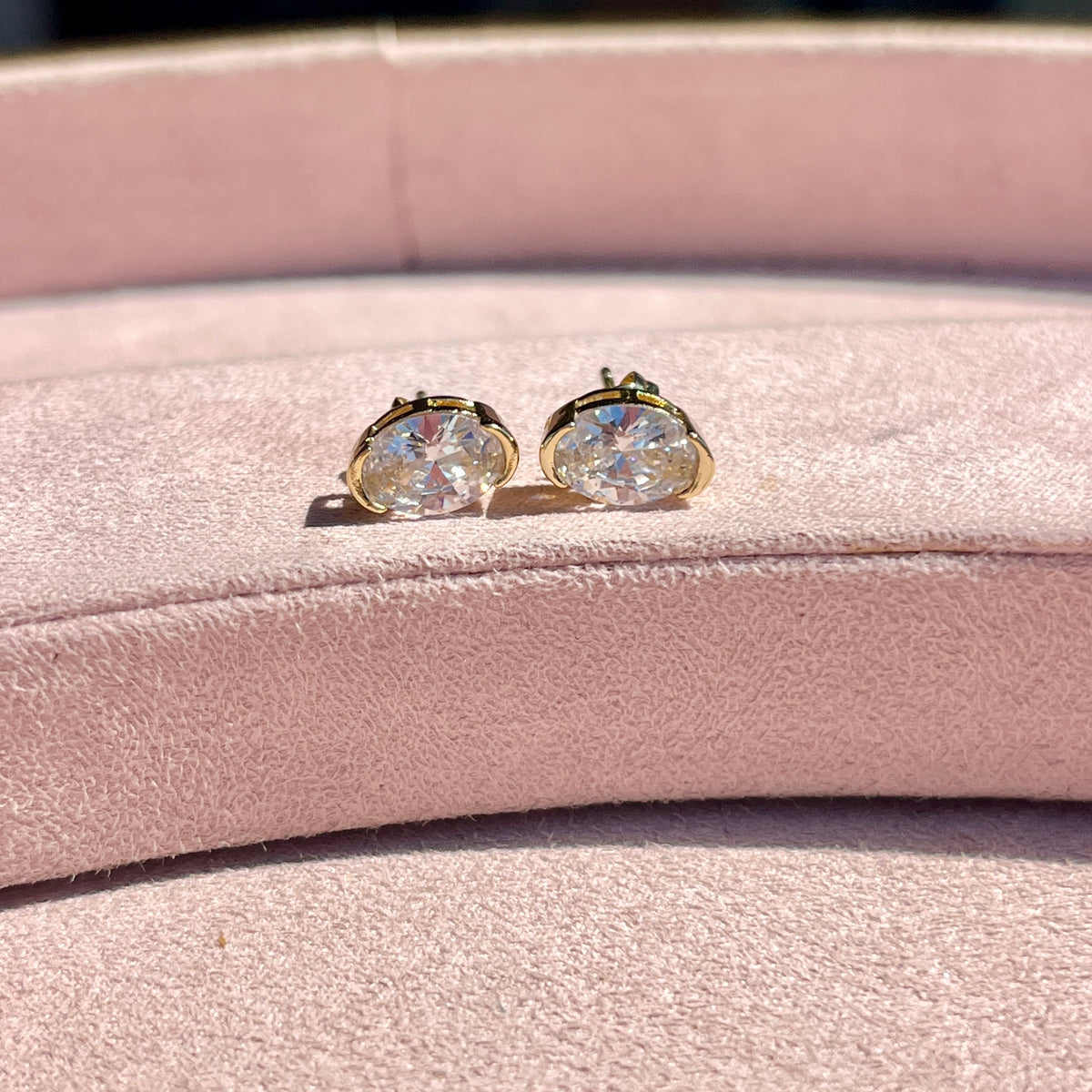 Oval Bezel CZ Studs