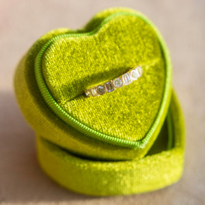 14k Emerald + Round Diamond Band