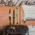 14k Emerald + Diamond Bangle