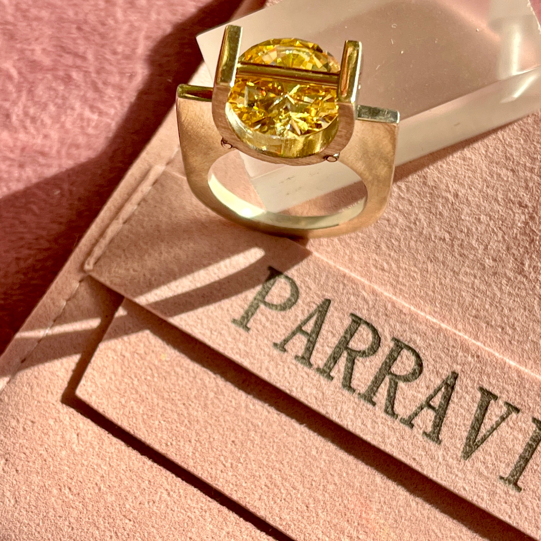 Yellow CZ Round Ring