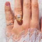 14k Opal + Blue Diamond Ring