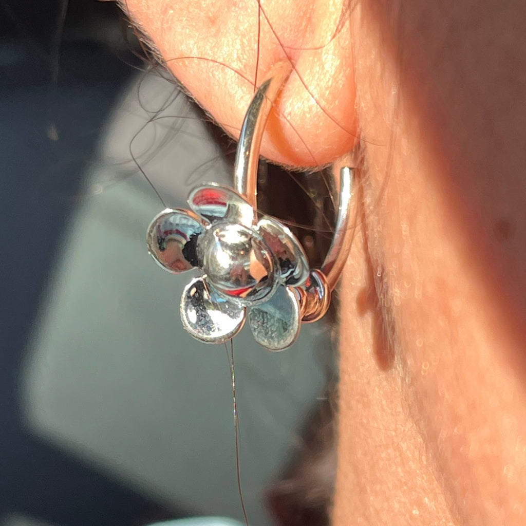 Sterling Silver Floral Hoops