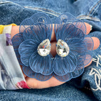 Navy Floral Earrings