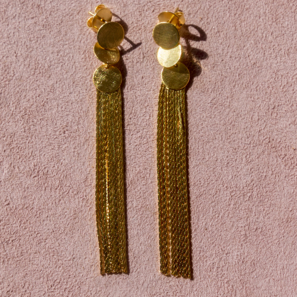 Brushed Gold Tassel Earrings