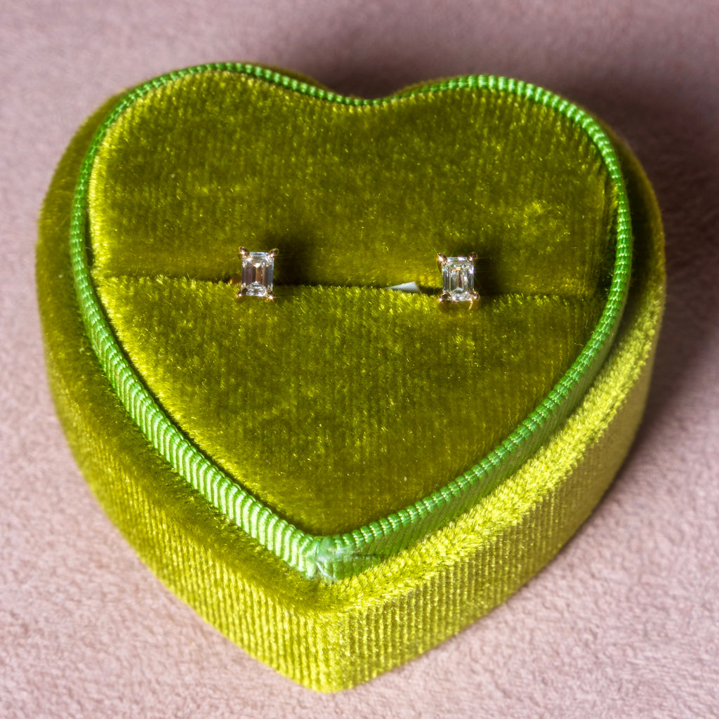 14k Emerald Cut Diamond Studs